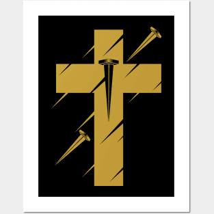 The cross of Jesus Christ pierced with nails Posters and Art